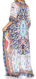 Flowy Rhinestone V-Neck Caftan Dress