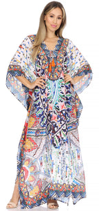 Flowy Rhinestone V-Neck Caftan Dress