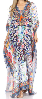 Flowy Rhinestone V-Neck Caftan Dress