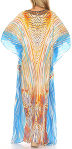 Flowy Rhinestone V-Neck Caftan Dress