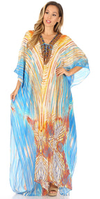 Flowy Rhinestone V-Neck Caftan Dress