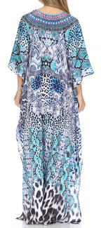 Flowy Rhinestone V-Neck Caftan Dress