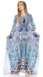 Flowy Rhinestone V-Neck Caftan Dress