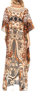 Flowy Rhinestone V-Neck Caftan Dress