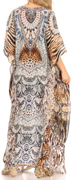 Flowy Rhinestone V-Neck Caftan Dress