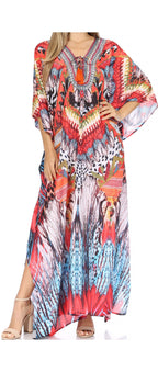 Flowy Rhinestone V-Neck Caftan Dress