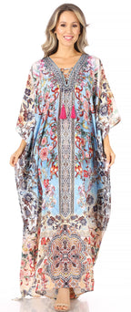 Flowy Rhinestone V-Neck Caftan Dress