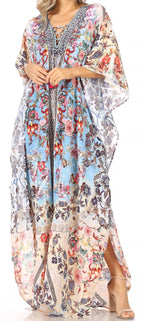 Flowy Rhinestone V-Neck Caftan Dress