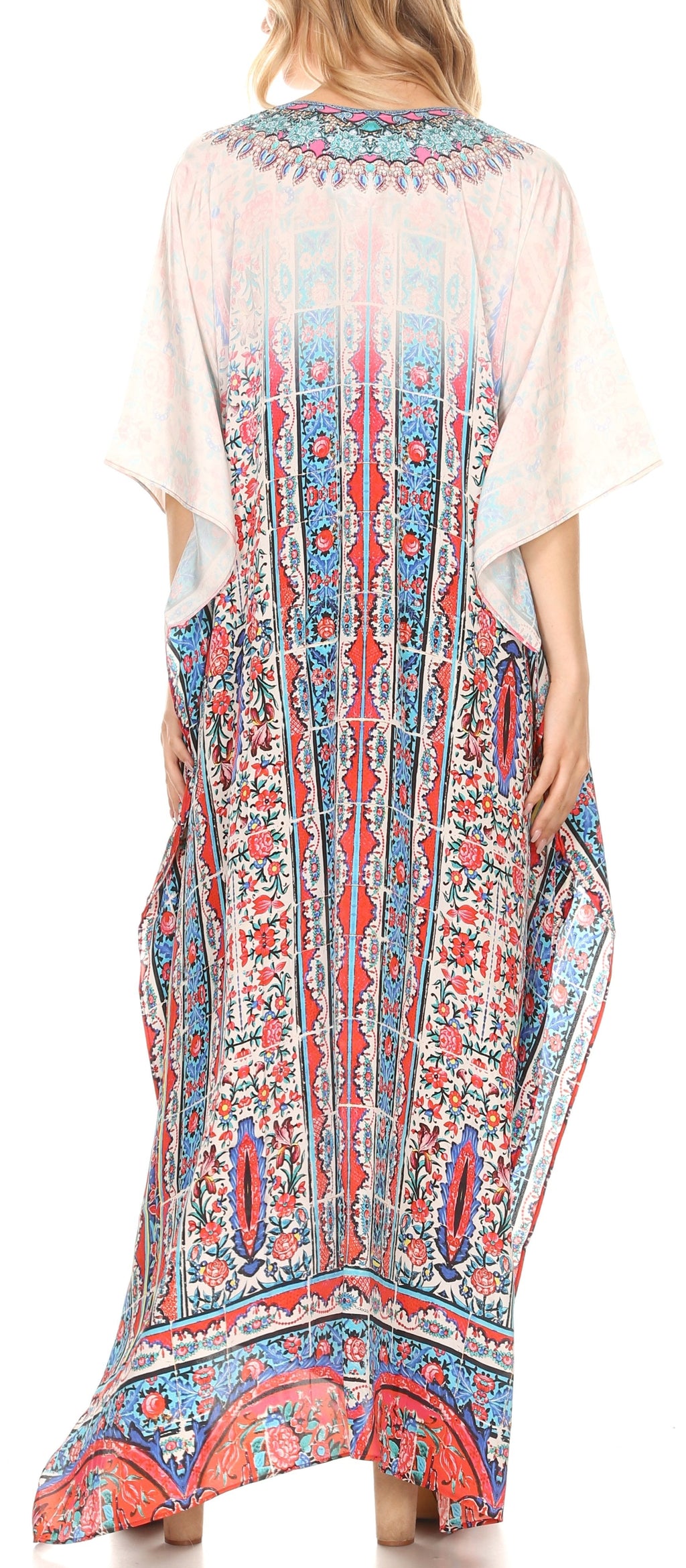 Flowy Rhinestone V-Neck Caftan Dress
