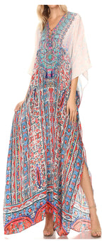 Flowy Rhinestone V-Neck Caftan Dress