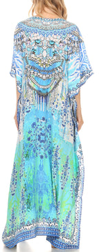 Flowy Rhinestone V-Neck Caftan Dress