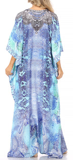 Flowy Rhinestone V-Neck Caftan Dress