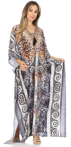 Flowy Rhinestone V-Neck Caftan Dress