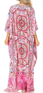 Flowy Rhinestone V-Neck Caftan Dress
