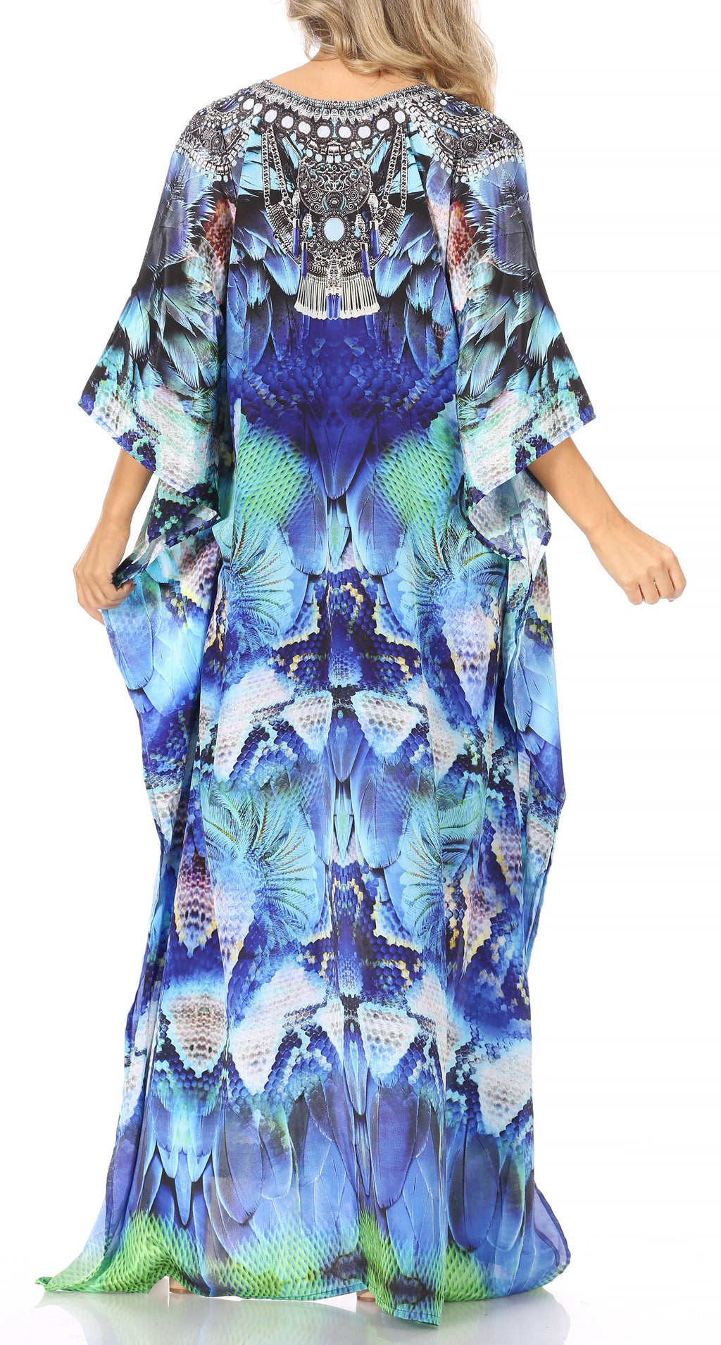 Flowy Rhinestone V-Neck Caftan Dress