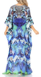 Flowy Rhinestone V-Neck Caftan Dress