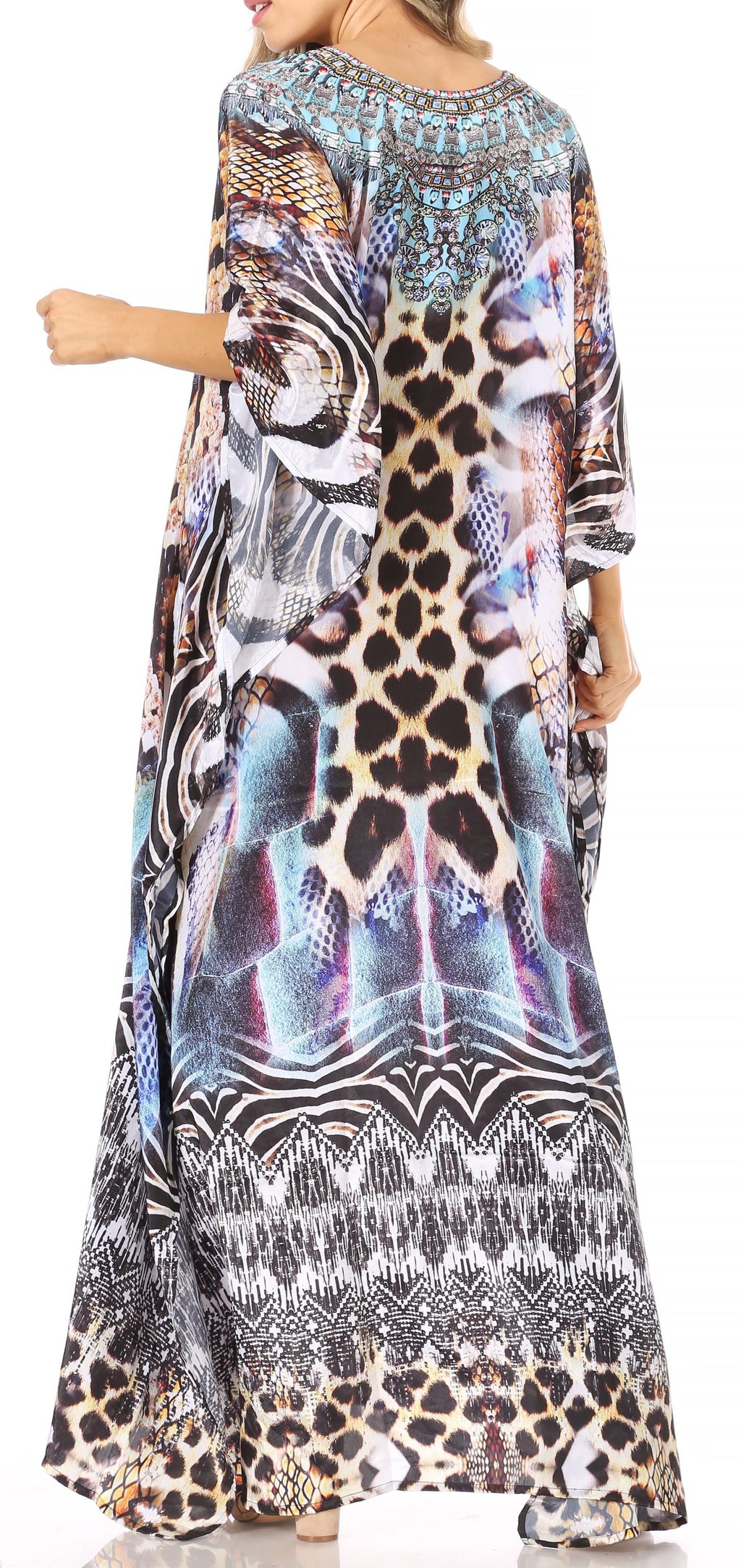 Flowy Rhinestone V-Neck Caftan Dress