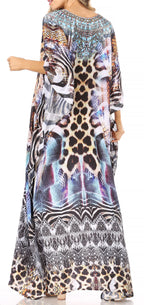 Flowy Rhinestone V-Neck Caftan Dress