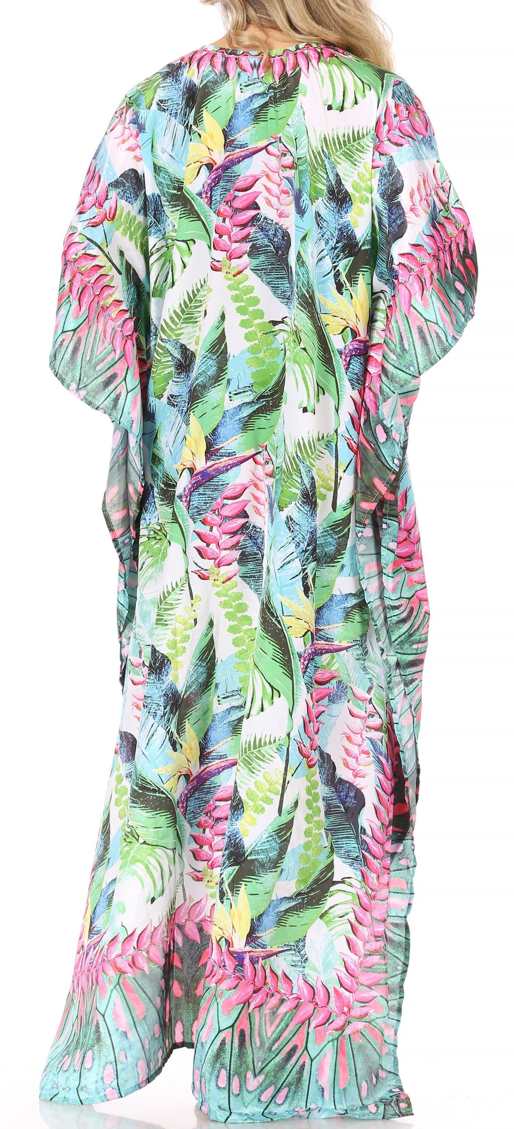 Flowy Rhinestone V-Neck Caftan Dress