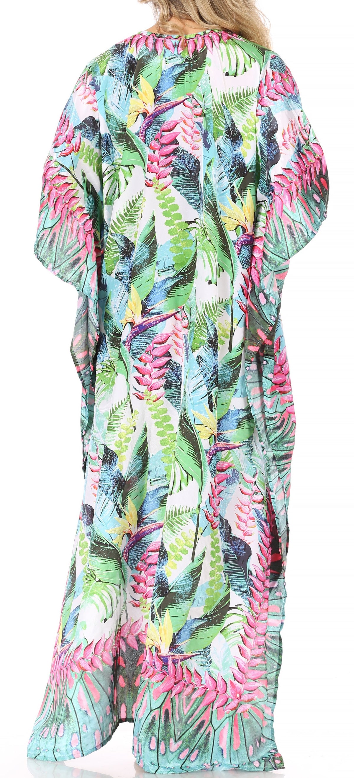 Flowy Rhinestone V-Neck Caftan Dress