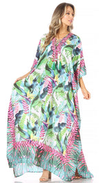 Flowy Rhinestone V-Neck Caftan Dress