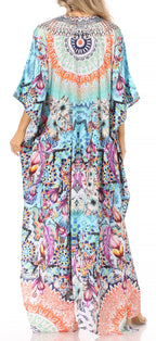 Flowy Rhinestone V-Neck Caftan Dress