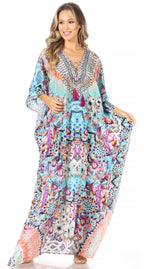 Flowy Rhinestone V-Neck Caftan Dress