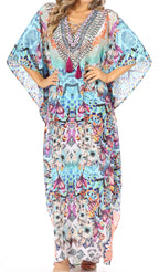 Flowy Rhinestone V-Neck Caftan Dress