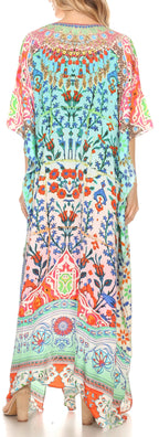 Flowy Rhinestone V-Neck Caftan Dress