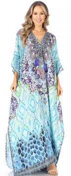 Flowy Rhinestone V-Neck Caftan Dress