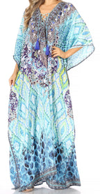 Flowy Rhinestone V-Neck Caftan Dress