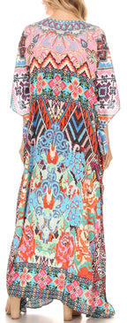 Flowy Rhinestone V-Neck Caftan Dress