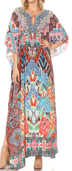Flowy Rhinestone V-Neck Caftan Dress
