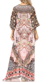 Flowy Rhinestone V-Neck Caftan Dress