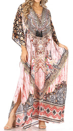 Flowy Rhinestone V-Neck Caftan Dress