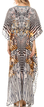 Flowy Rhinestone V-Neck Caftan Dress